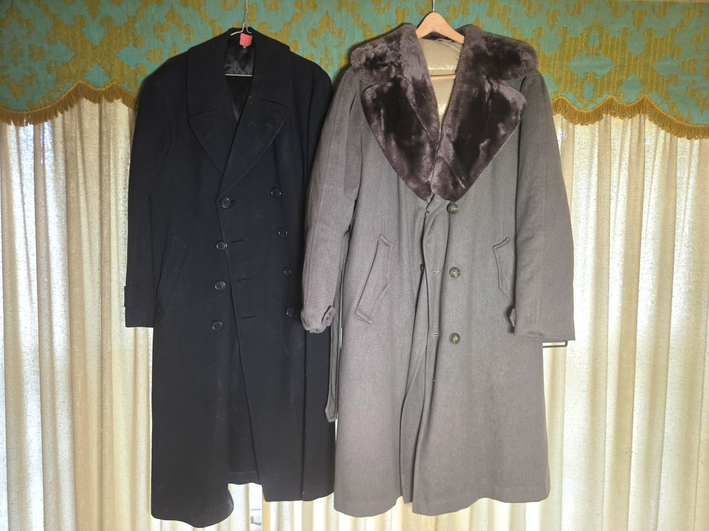 Men's Black Double-Breasted and Grey Wool Overcoats