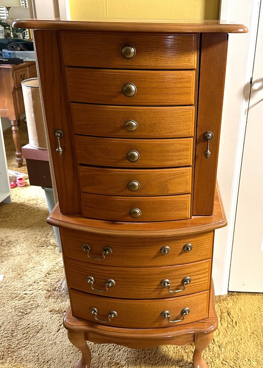 Ashbury 528R Oak Finish Jewelry Armoire