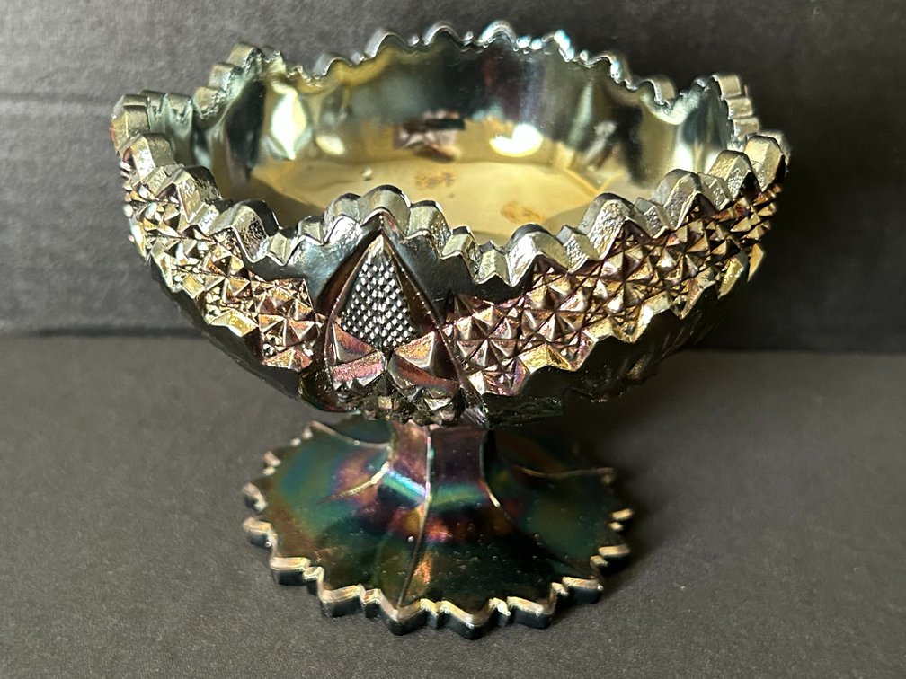 Fenton Iridescent Carnival Glass Footed Compote