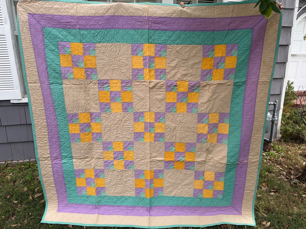 Pieced Nine-Patch Patchwork Quilt