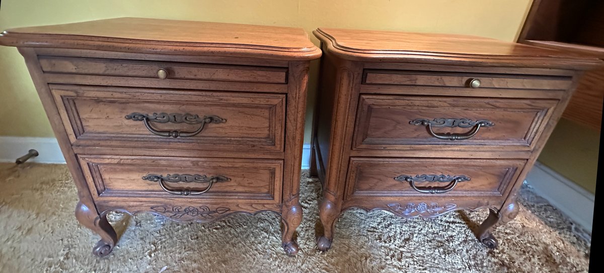 Pair of French Provincial Style Wood Nightstands