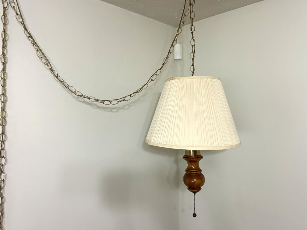 MCM Wooden Hanging Lamp
