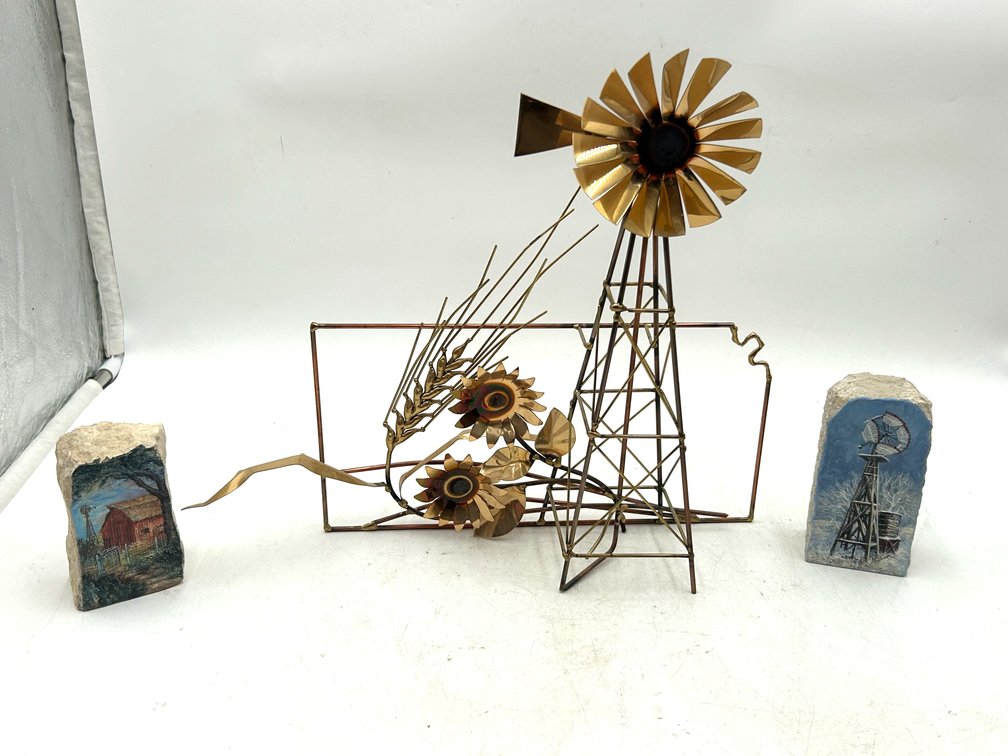 Metal Kansas Symbols with Painted Rocks