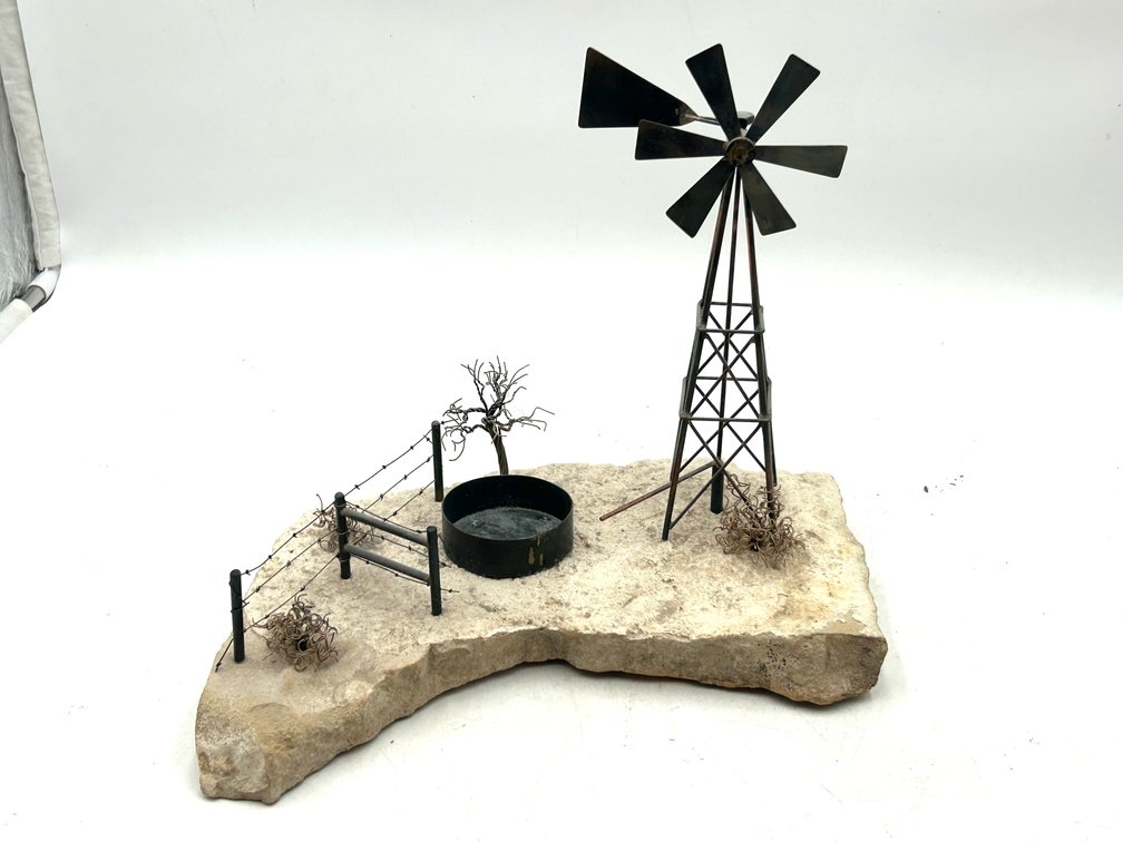 Windmill on Limestone Rock Scene