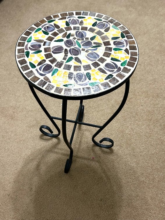 Wrought Iron Table with Mosaic Top