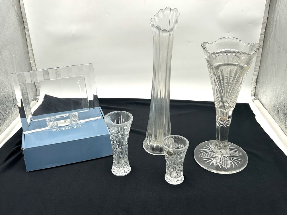 Lenox Vases, Waterford Frame, & Swung Vase