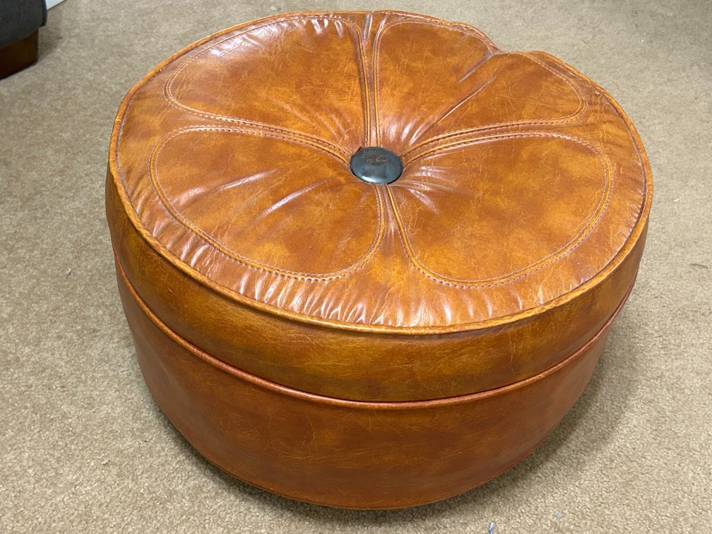 Round Footstool on Wheels