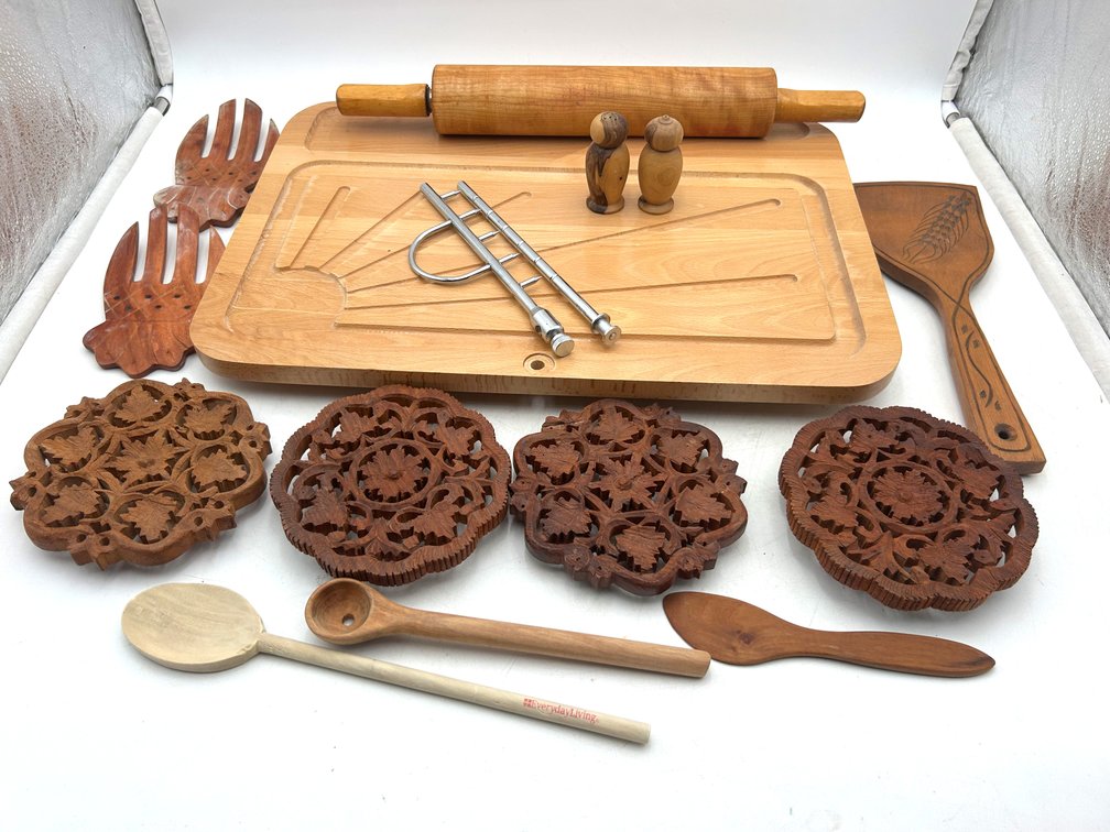 Cutting Board, Trivets, Rolling Pin, & More