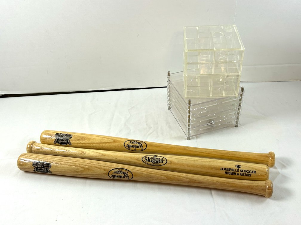 Milton Bradley Plastic Marble Maze Game (2) and Small Louisville Slugger Bats