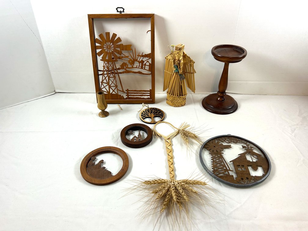 Woodcut Art with Wheat Weavings