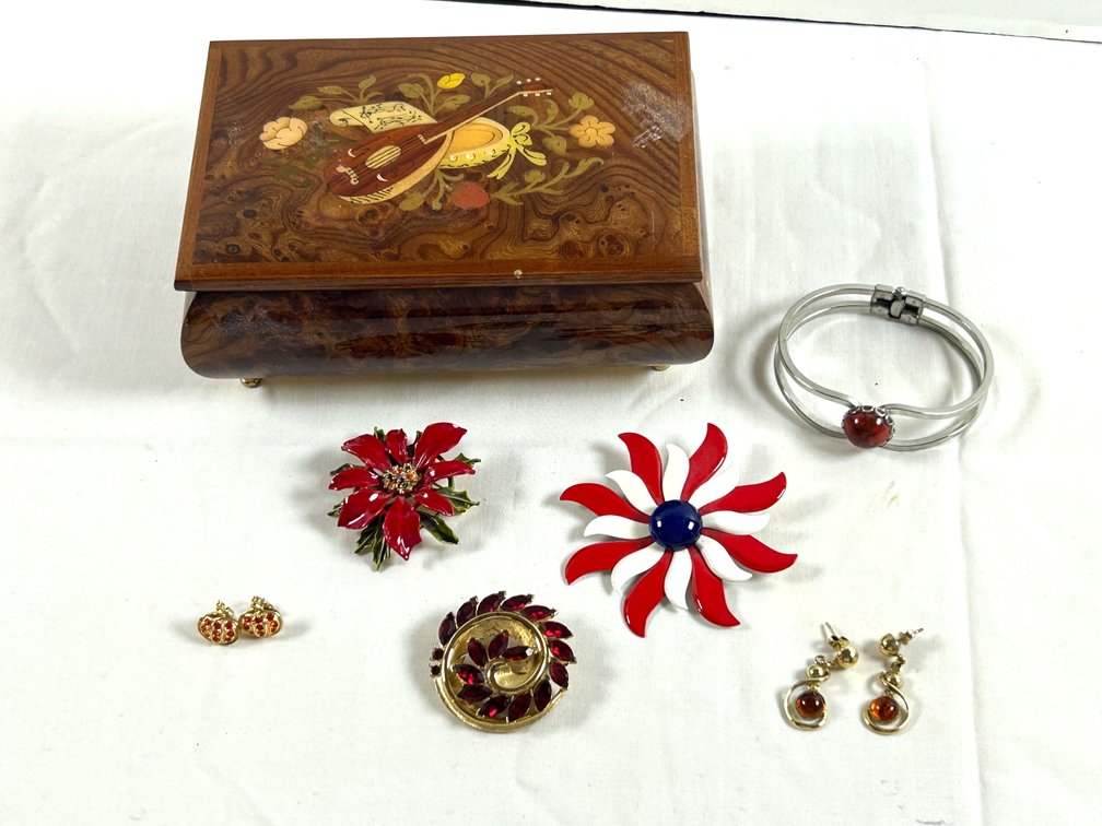 Musical Jewelry Box with Red Jewelry