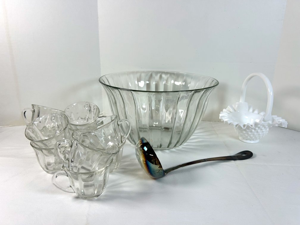 Fenton Bridal Basket & Punch Bowl