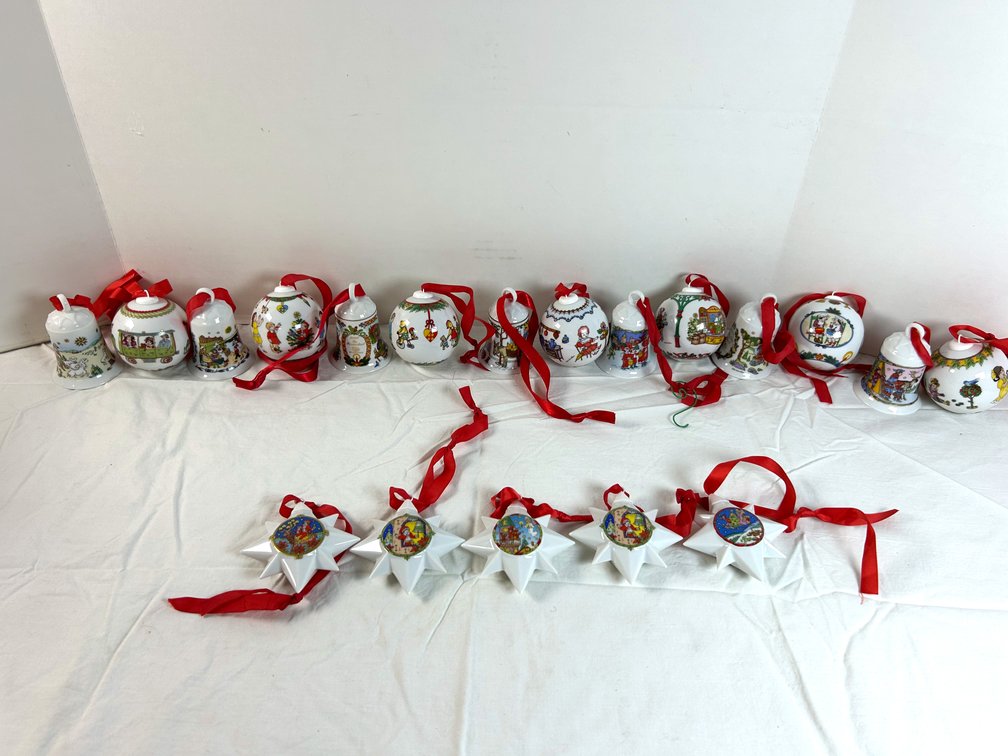 Porcelain German Bells, Ornaments, & Stars