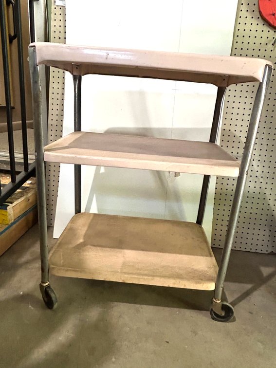 Vintage 3 Tier Metal Utility Cart on Wheels