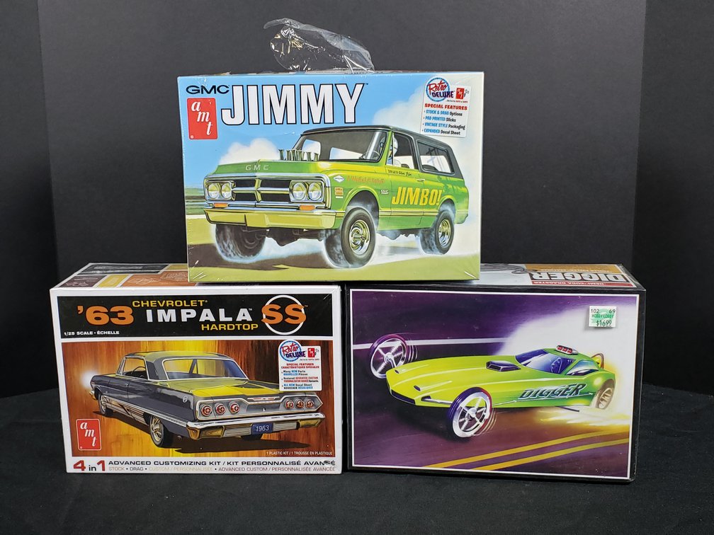 Three Model Car Kits Including GMC Jimmy and '63 Impala SS