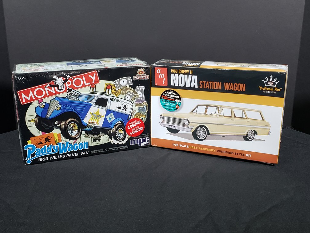 1963 Chevy II Nova Wagon and 1933 Willys Panel Van Model Kits