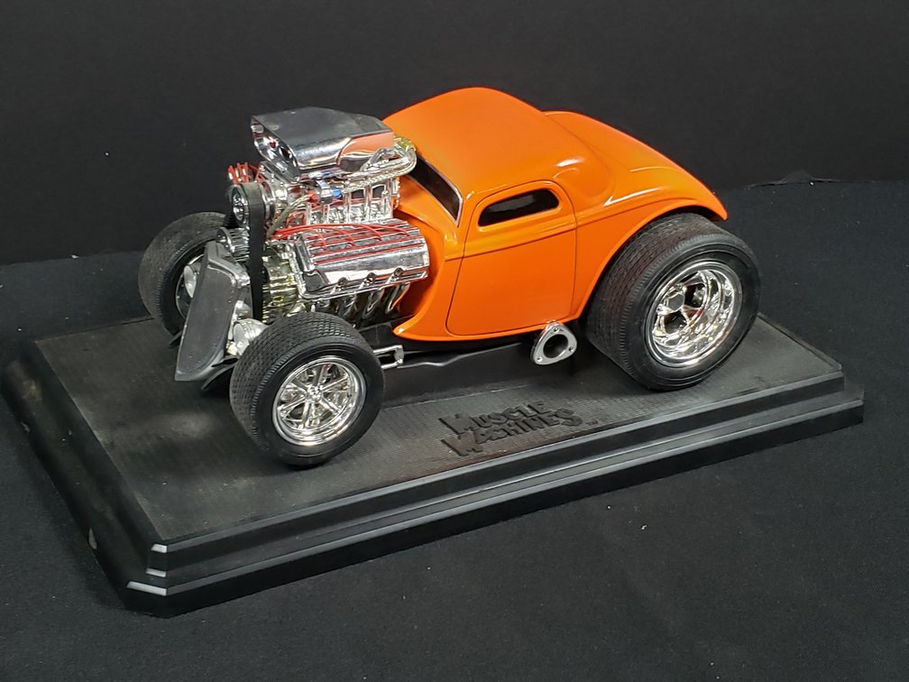 Muscle Machines Orange Hot Rod Coupe Model Car