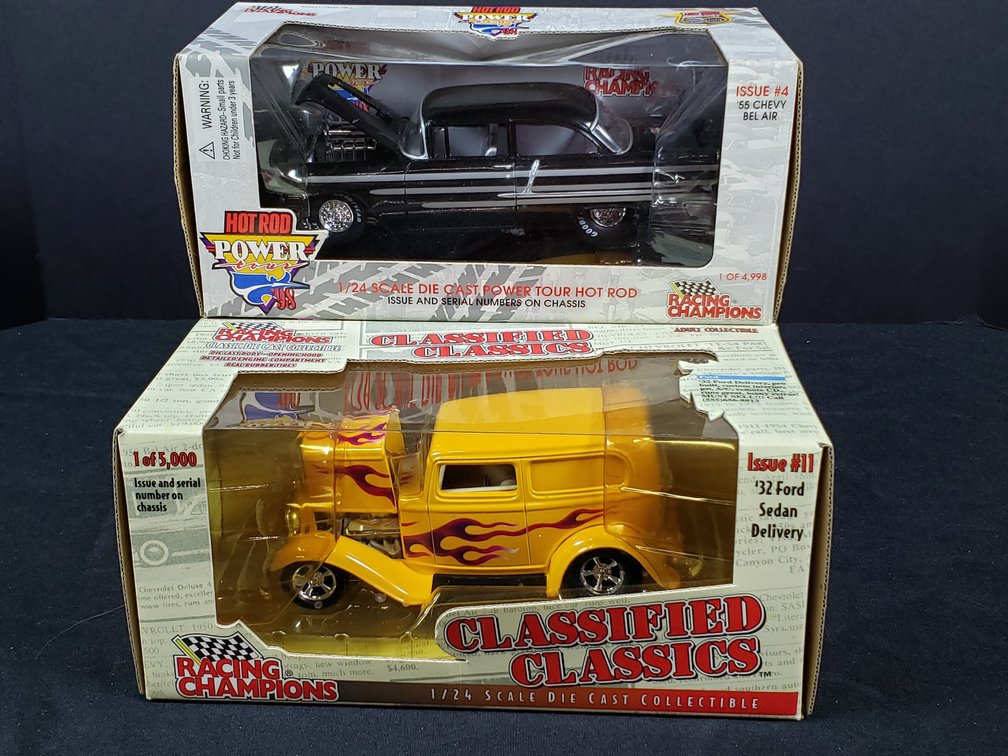 Racing Champions 1/24 Scale '55 Chevy Bel Air and '32 Ford Die-Cast Cars
