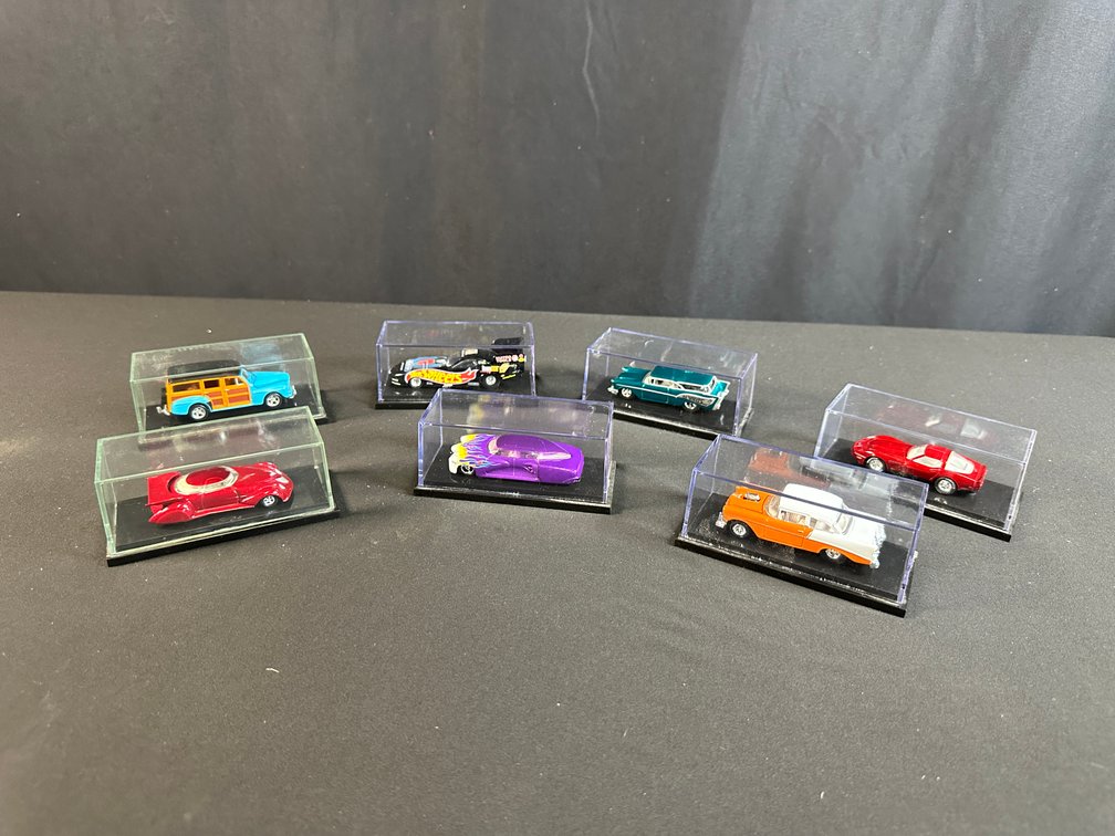 Hot Wheels Die-Cast Cars in Display Cases