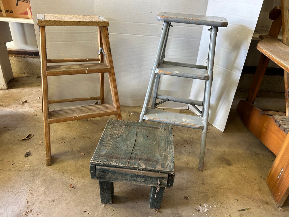 Folding Step Ladders and Small Wood Stool