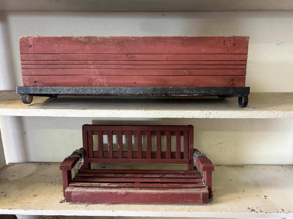 Wood Planter with Metal Frame to Hang on Porch Rail