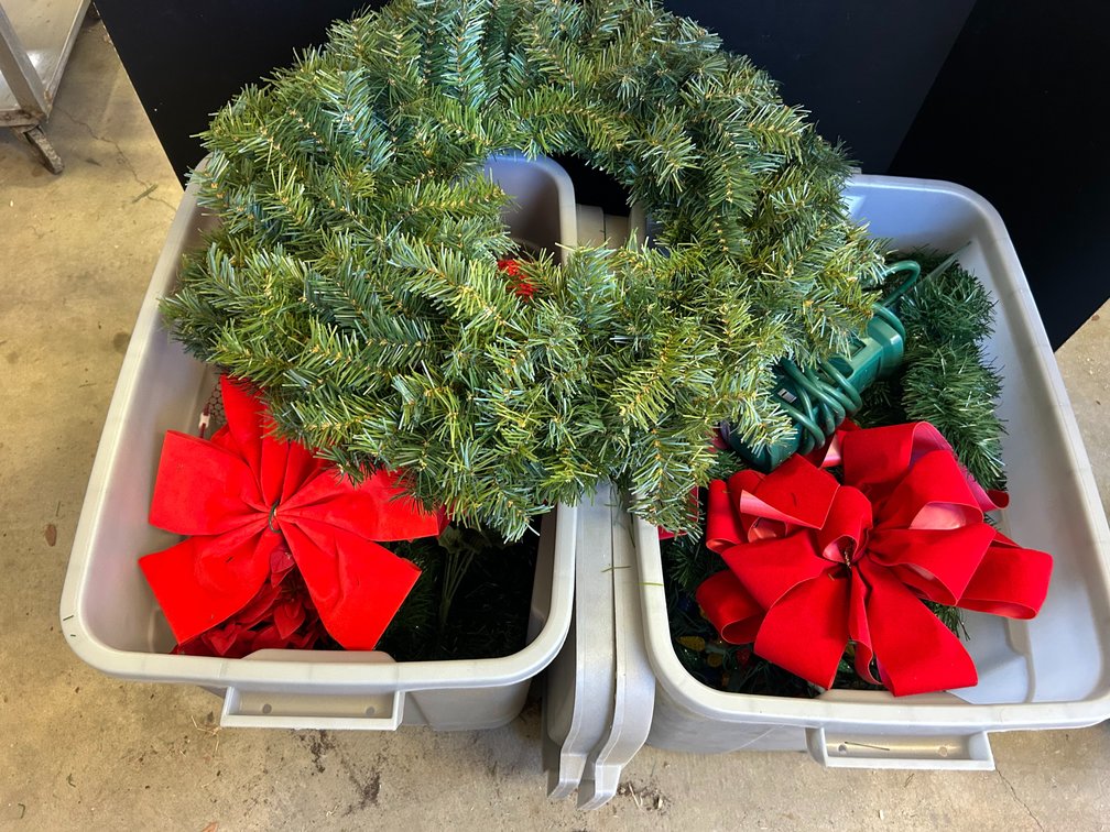 Christmas Greenery, Ribbons, Electrical Timer