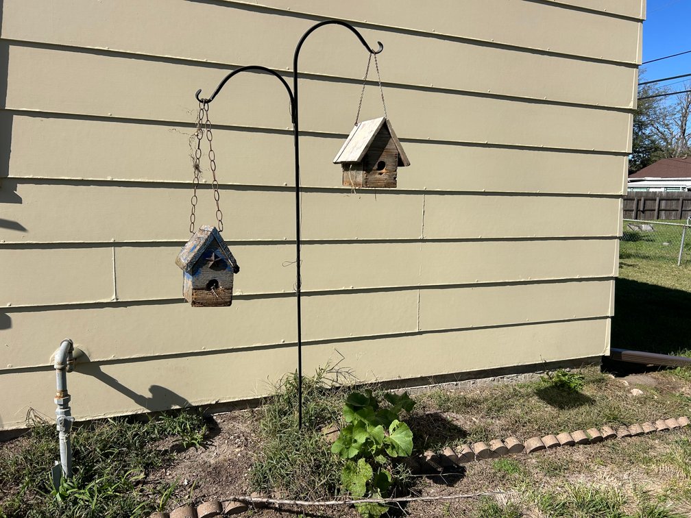 Double Shepherds Hook with 2 Bird Houses