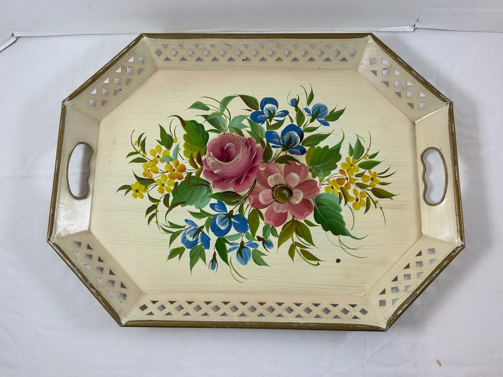 Floral Toleware Metal Tray