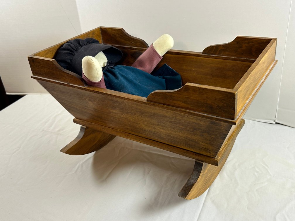 Cloth Doll and Cradle