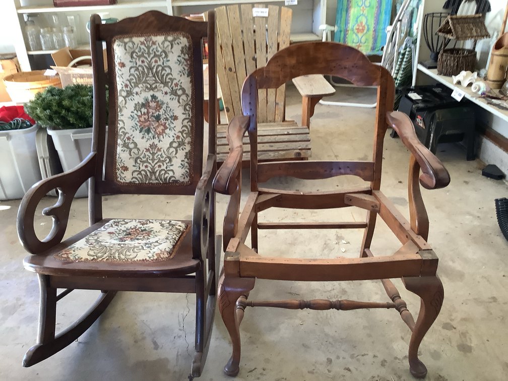 Wood Rocker and Frame of Arm Chair with Queen Anne Legs