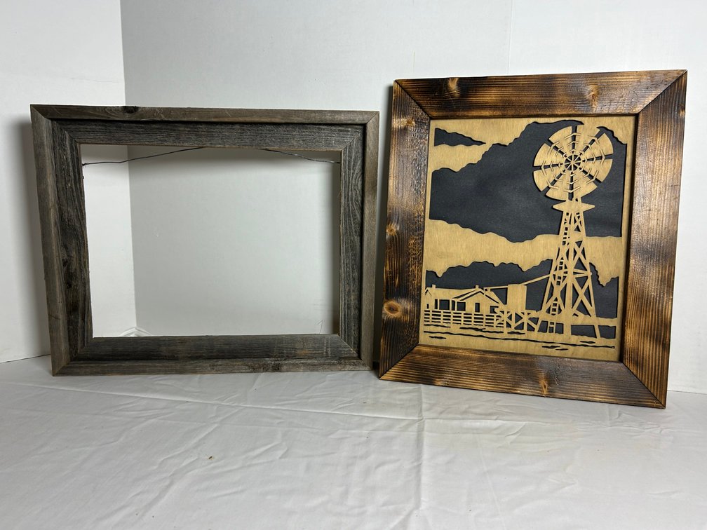 Barnwood Frames with Woodcut Windmill