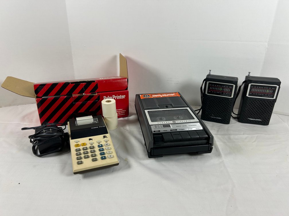 Transistor Radios, Cassette Player, & Adding Machine