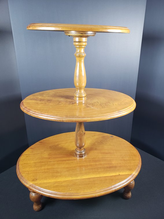 Graduated Three-Tier Wooden Dumbwaiter Stand