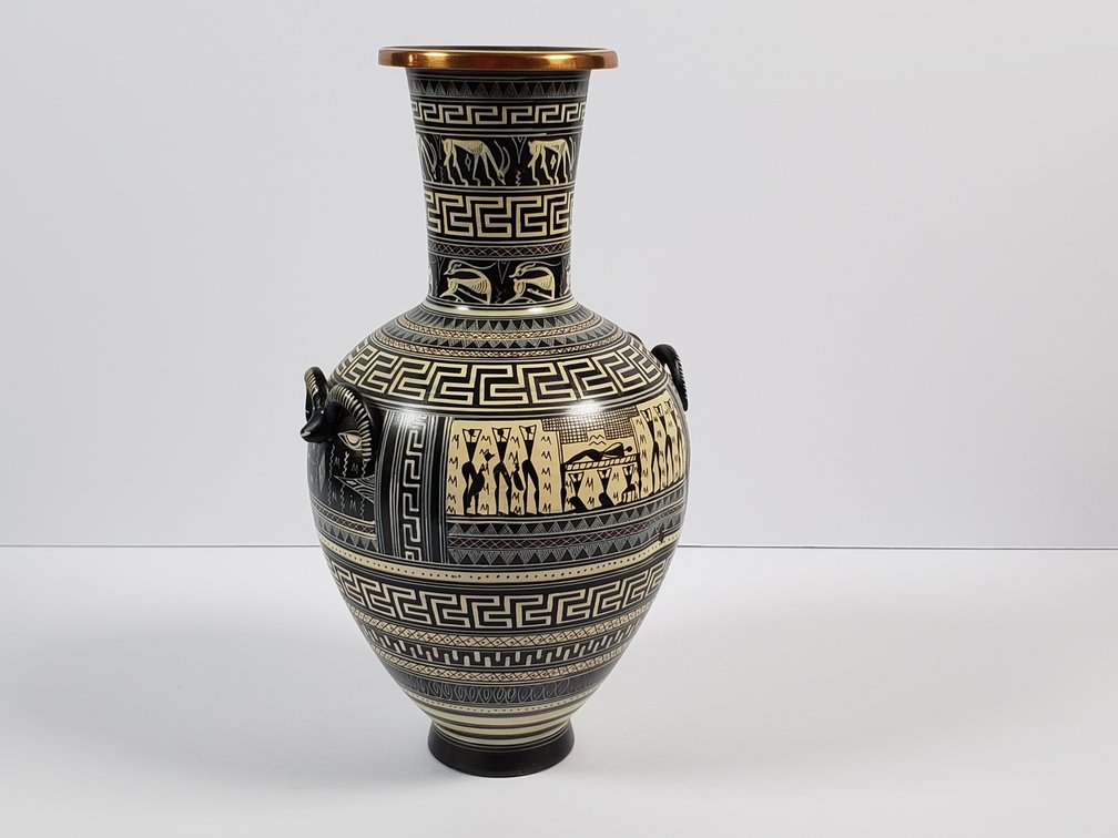 John Souvatzis Greek Geometric Style Ceramic Amphora