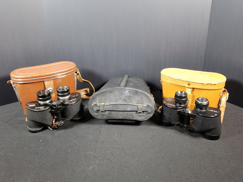 Two Pairs of 7x35 Binoculars with Three Cases