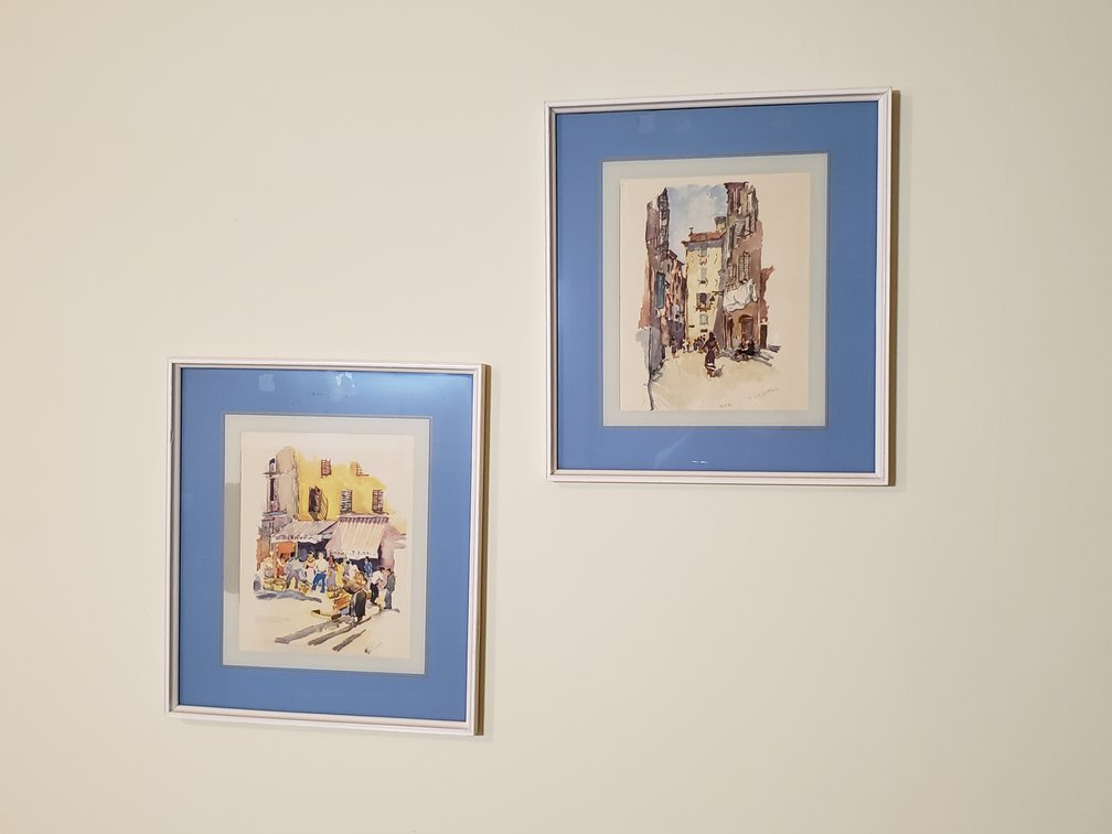 Pair of Framed Watercolor European Street Scenes