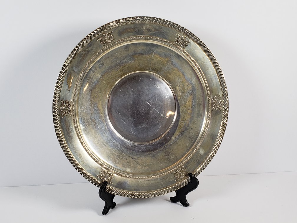 Sterling Silver Round Platter with Rope-Twist Rim