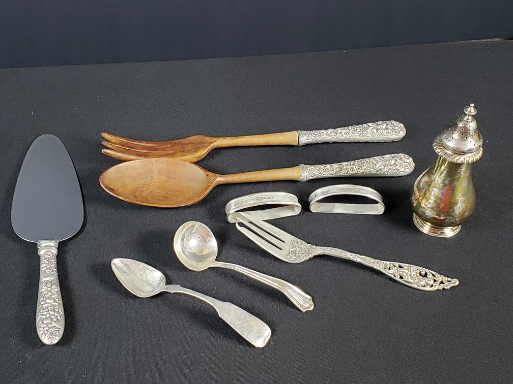 Sterling and Silver-Tone Tableware, Shaker, and Flatware