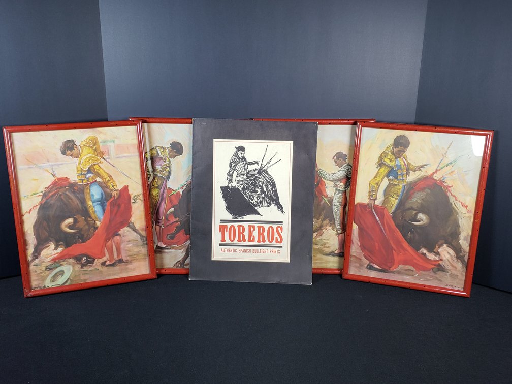 Framed Toreros Spanish Bullfight Prints with Portfolio