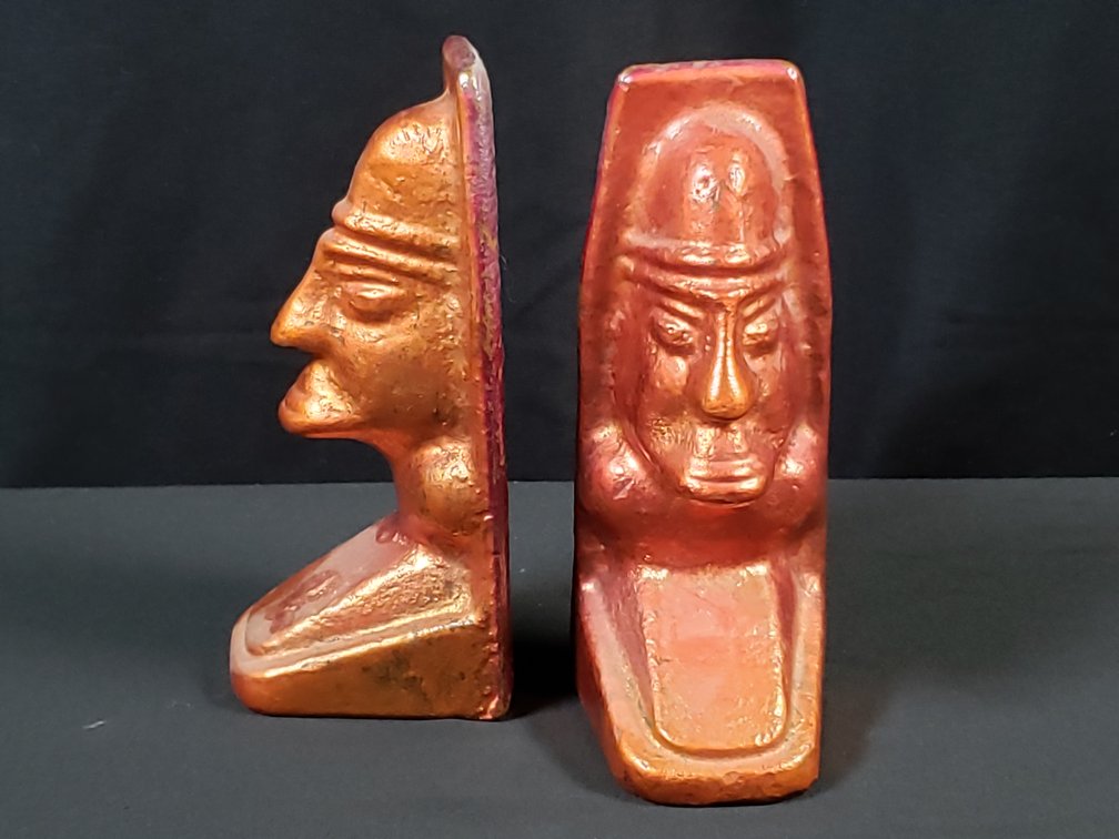 Pair of Cast Stylized Bust Bookends