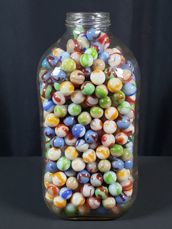 Glass Swirl Marbles in Clear Glass Jar
