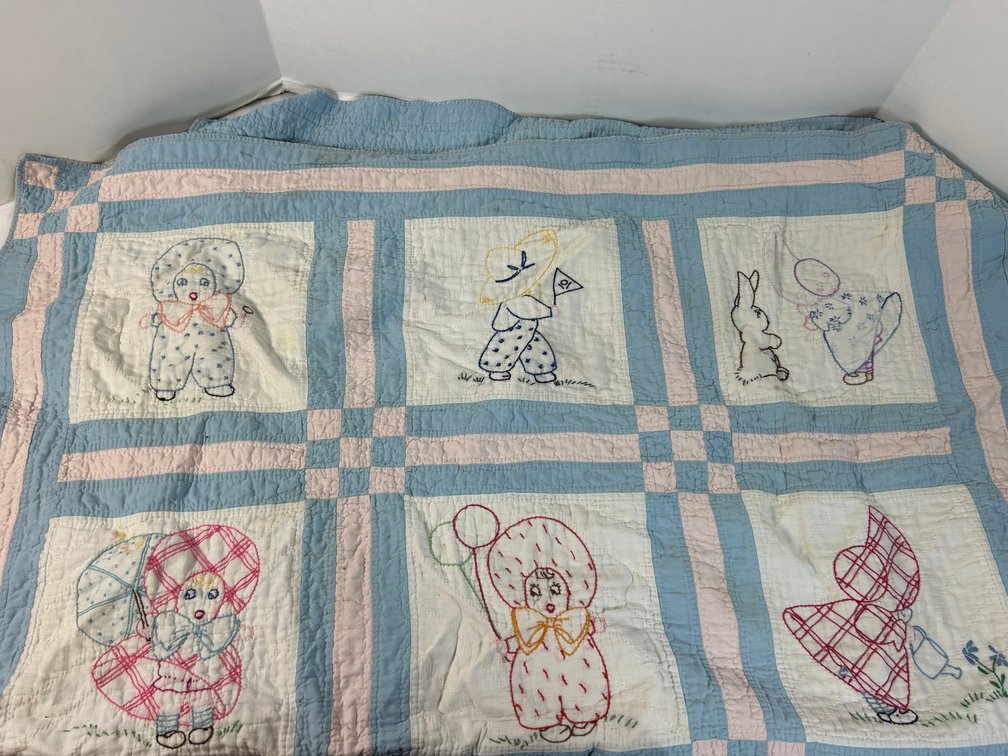 Vintage Embroidered Children's Quilt