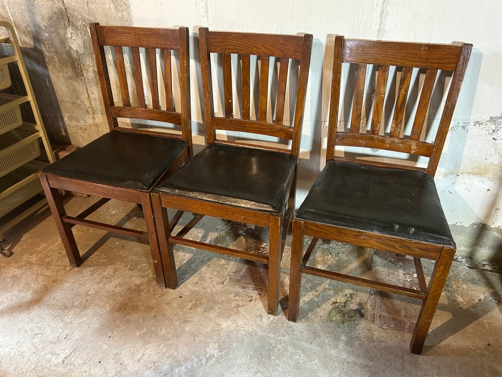 Vintage Mission Style Oak Chairs  (3)
