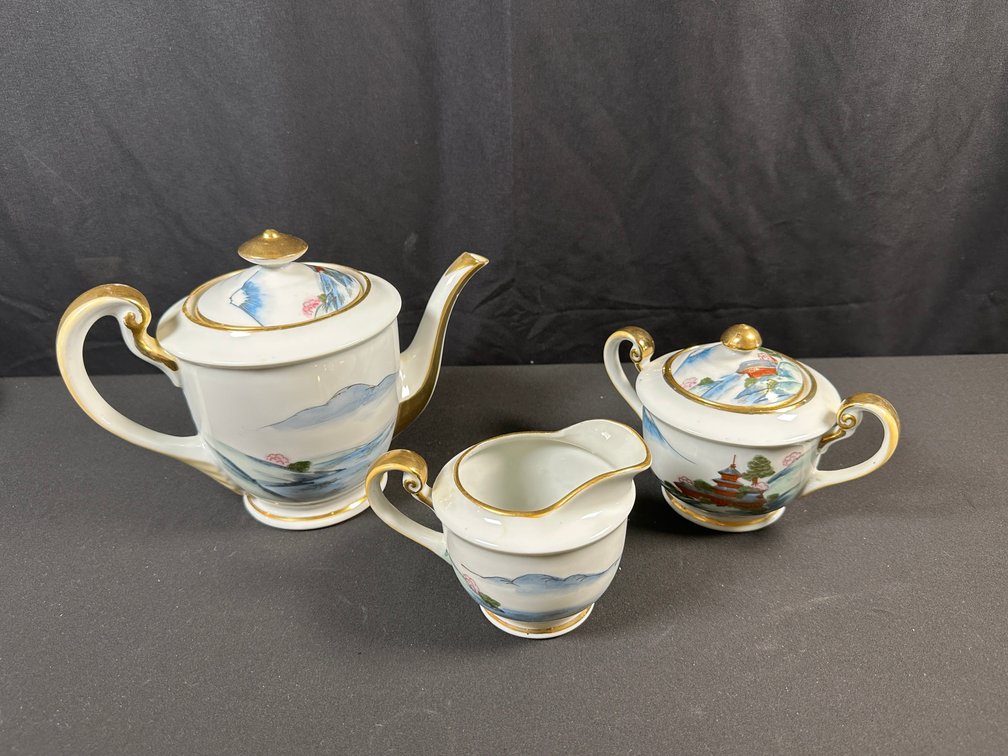 Japanese Hand-Painted Porcelain Tea Set