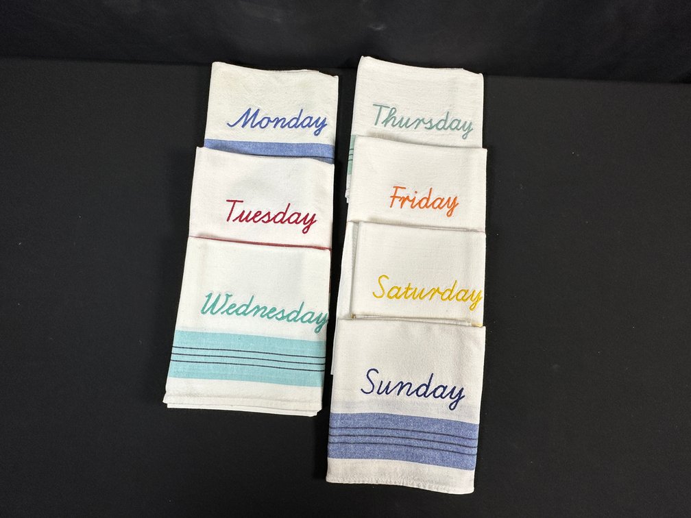 Martha Stewart Everyday Embroidered Days of the Week Tea Towels