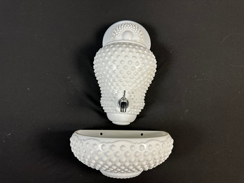 Milk Glass Hobnail Lavabo Cistern and Basin Set