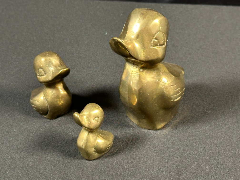 Set of Three Graduated Cast Brass Duck Figurines
