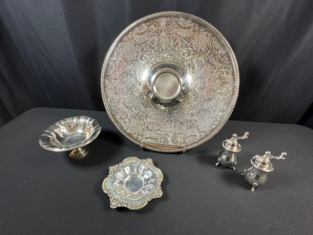 Silverplate and Silver-Tone Tableware and Pepper Mills