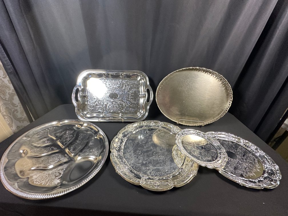 Silver-Tone and Silverplate Serving Trays and Platters
