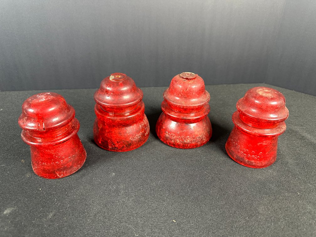 Hemingray Red Crackle Glass Insulators